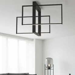 Plafoniere Moderne-Selezionato da Mazzolaluce Plafoniera moderna design geometrico nera led 3000k