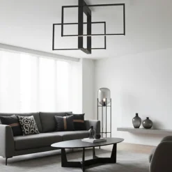 Plafoniere Moderne-Selezionato da Mazzolaluce Plafoniera moderna design geometrico nera led 3000k