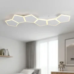 Plafoniere Moderne-Selezionato da Mazzolaluce Plafoniera moderna esagoni bianca led dimmerabile con telecomando