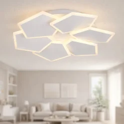 Plafoniere Moderne-Selezionato da Mazzolaluce Plafoniera moderna esagoni bianca con telecomando per camera da letto