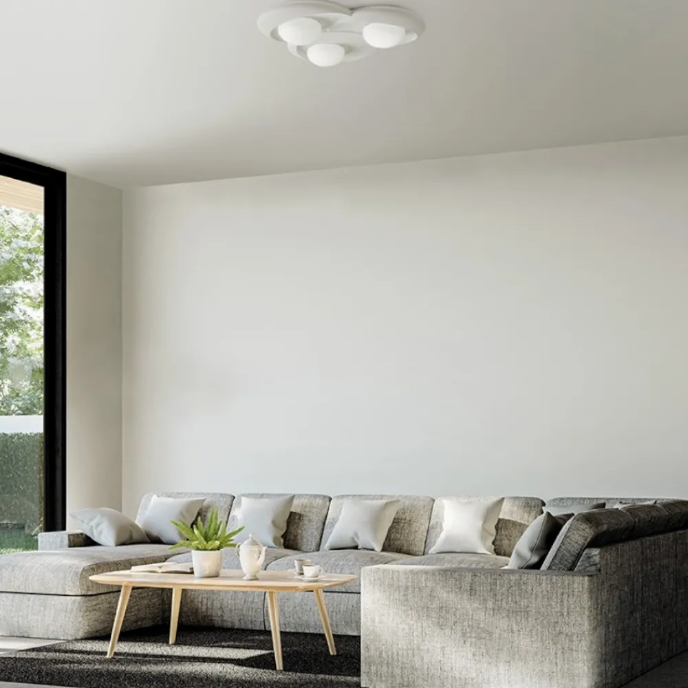 Plafoniere Moderne-Sforzin Illuminazione Plafoniera moderna gesso pitturabile bianca sforzin pitane