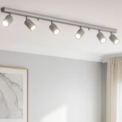 Plafoniere Moderne-Selezionato da Mazzolaluce Plafoniera moderna grigio con 6 spot orientabili