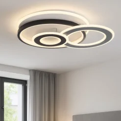 Plafoniere Moderne-Selezionato da Mazzolaluce Plafoniera moderna grigio nero cerchi led 40w 3000k