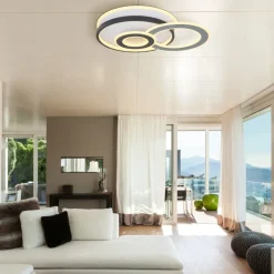Plafoniere Moderne-Selezionato da Mazzolaluce Plafoniera moderna grigio nero cerchi led 40w 3000k