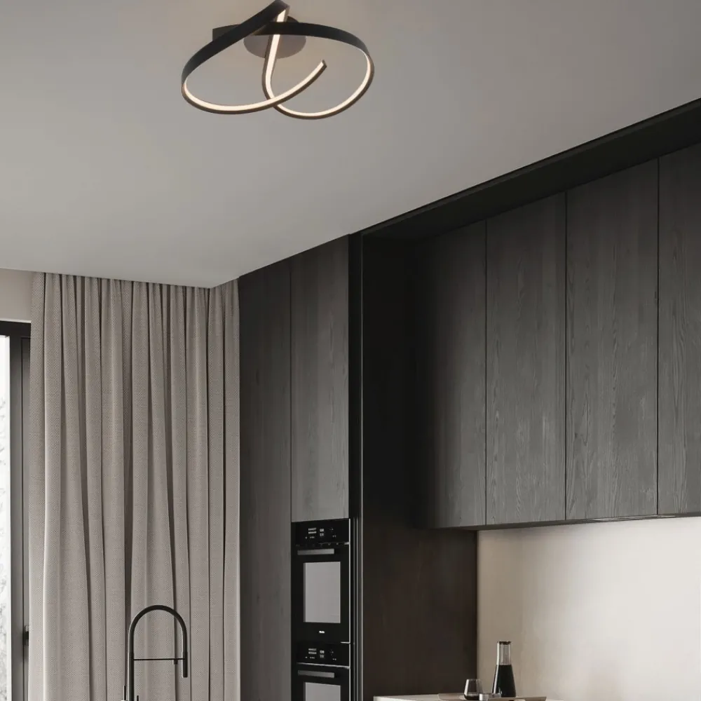 Plafoniere Moderne-Selezionato da Mazzolaluce Plafoniera moderna intreccio nero per cucina led 47w 2700k 3000k 4000k
