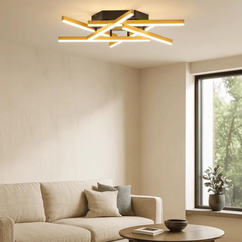 Plafoniere Moderne-Selezionato da Mazzolaluce Plafoniera moderna led 3000k dimmerabile oro spazzolato