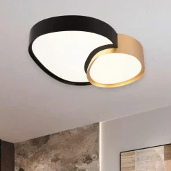 Plafoniere Moderne-Selezionato da Mazzolaluce Plafoniera moderna led 21w 2700k a 6500k nero oro con telecomando