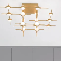 Plafoniere Moderne-Selezionato da Mazzolaluce Plafoniera moderna led 51w 3000k oro triac dimmerable