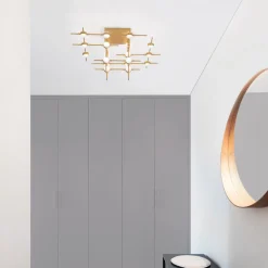 Plafoniere Moderne-Selezionato da Mazzolaluce Plafoniera moderna led 51w 3000k oro triac dimmerable