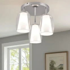 Plafoniere Moderne-Selezionato da Mazzolaluce Plafoniera moderna 3 luci colore cromo per salotto