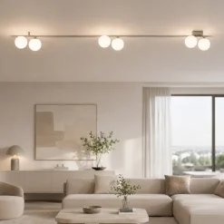 Plafoniere Moderne-Selezionato da Mazzolaluce Plafoniera moderna lunga 200 cm da soffitto colore champagne per soggiorno