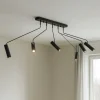 Plafoniere Moderne-Selezionato da Mazzolaluce Plafoniera moderna nera con 6 faretti orientabili per soggiorno