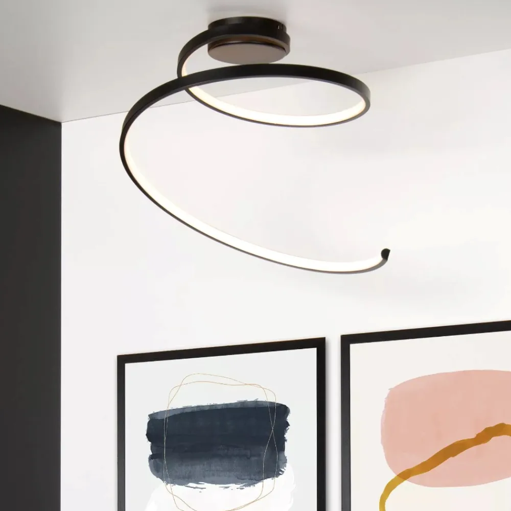 Plafoniere Moderne-Selezionato da Mazzolaluce Plafoniera moderna nera design spirale led dimmerabile 3000k