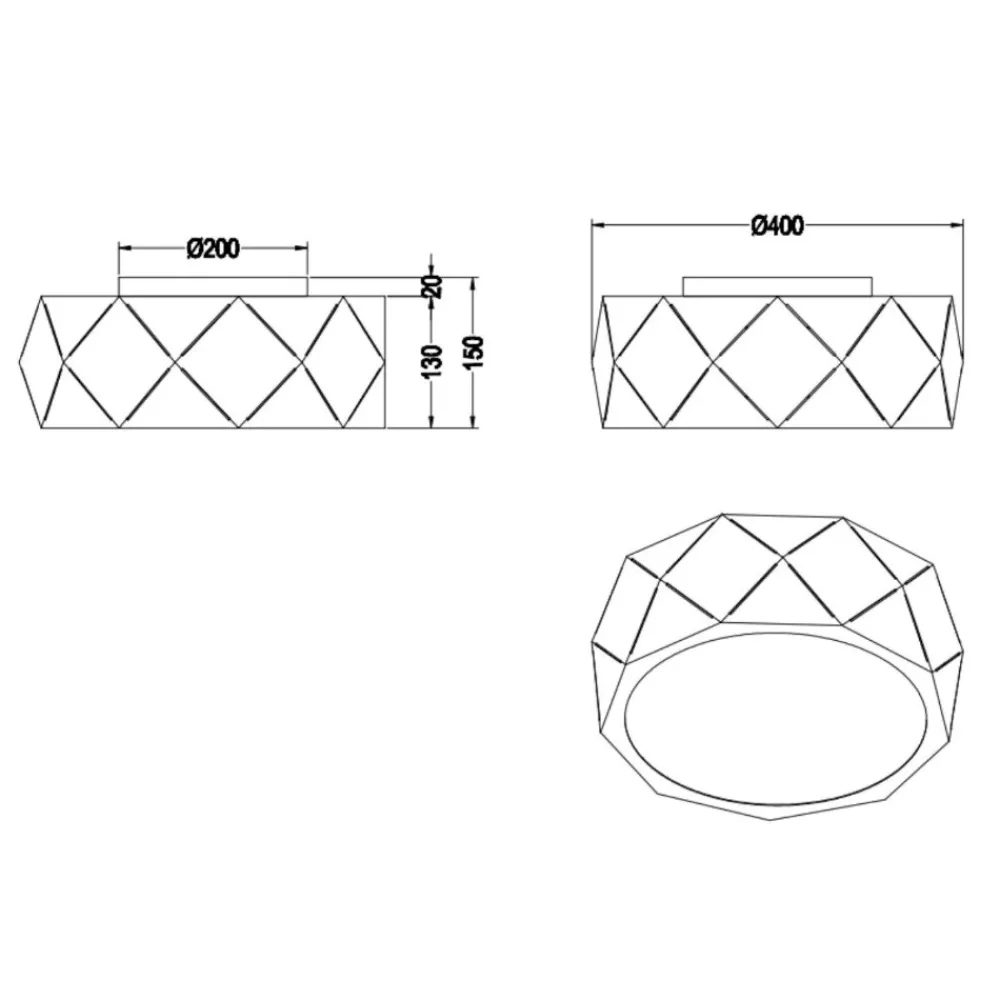 Plafoniere Moderne-Selezionato da Mazzolaluce Plafoniera moderna nera design rombi