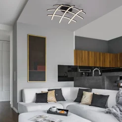 Plafoniere Moderne-Selezionato da Mazzolaluce Plafoniera moderna nera led 3000k dimmerabile per soggiorno