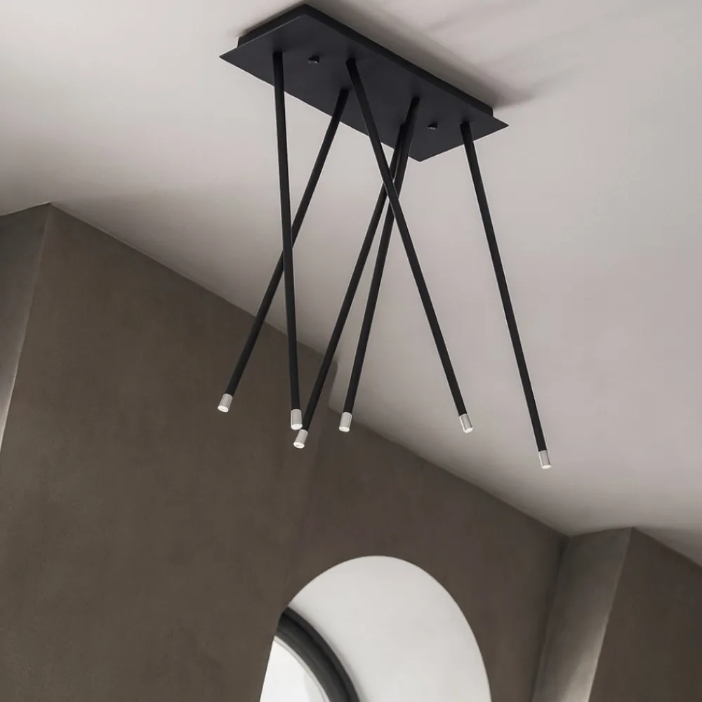 Plafoniere Moderne-Selezionato da Mazzolaluce Plafoniera moderna nera 6 led orientabili 3000k