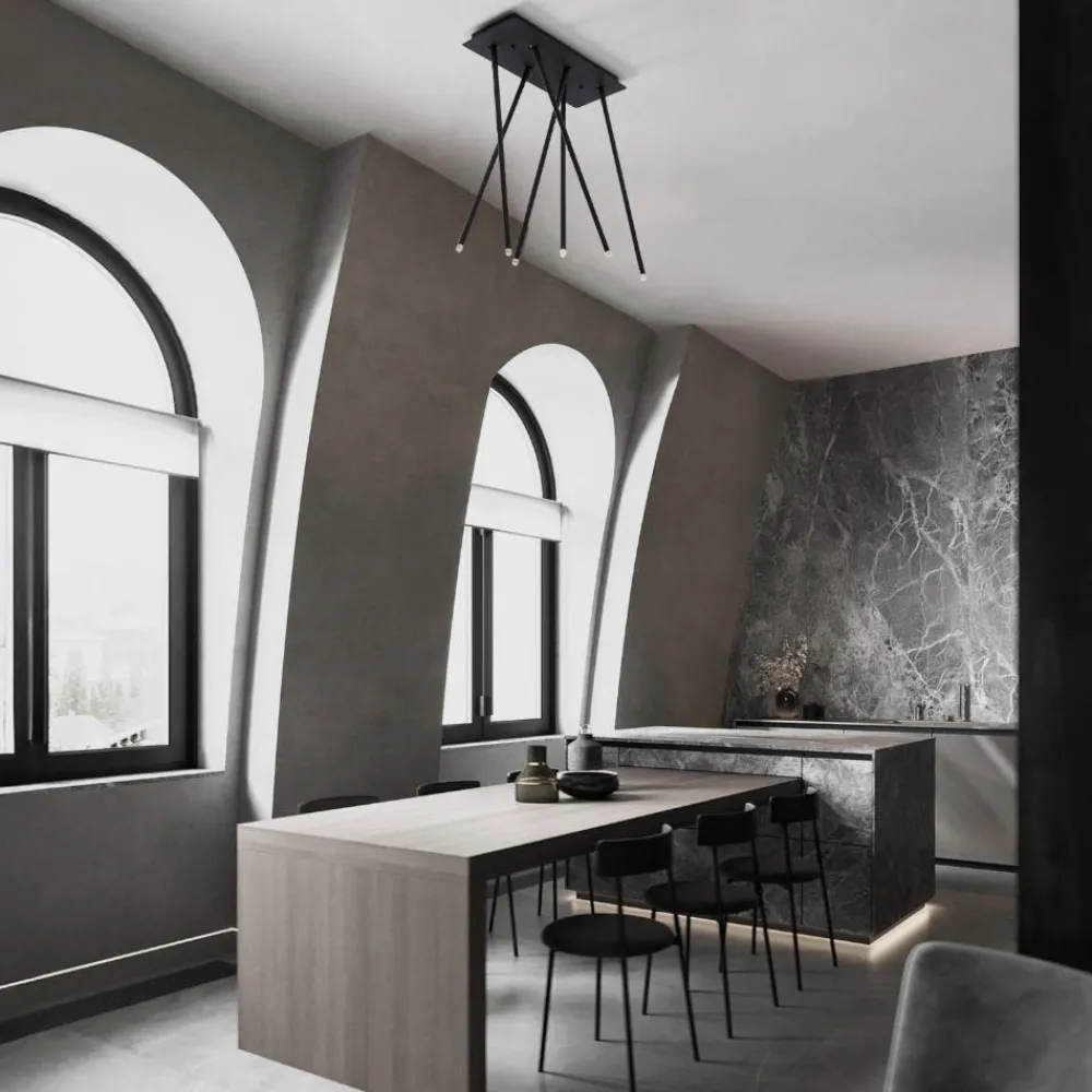 Plafoniere Moderne-Selezionato da Mazzolaluce Plafoniera moderna nera 6 led orientabili 3000k