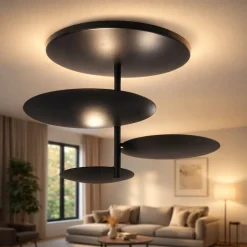 Plafoniere Moderne-Fabas Luce Plafoniera moderna nera per soggiorno simplon