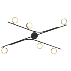 Plafoniere Moderne-Selezionato da Mazzolaluce Plafoniera moderna nero oro per soggiorno 6 luci orientabili