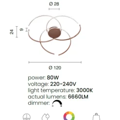 Plafoniere Moderne-Ondaluce Plafoniera moderna soffira bianca led 80w 3000k dimmerabile
