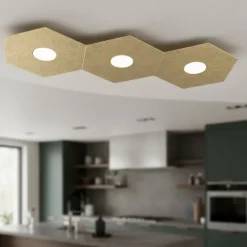 Plafoniere Moderne-Top Light Plafoniera moderna oro hexagon