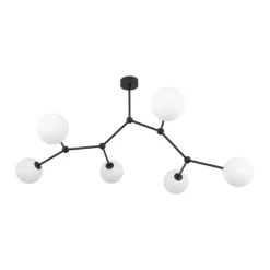 Plafoniere Moderne-Selezionato da Mazzolaluce Plafoniera moderna per salotto nero 6 bocce bianche