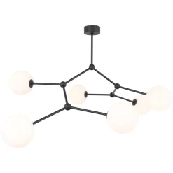 Plafoniere Moderne-Selezionato da Mazzolaluce Plafoniera moderna per salotto nero 6 bocce bianche