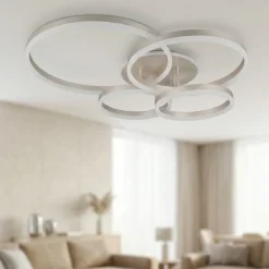 Plafoniere Moderne-Selezionato da Mazzolaluce Plafoniera moderna per soggiorno nickel led dimmerabile con telecomando