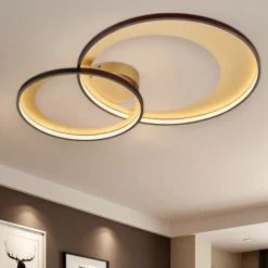 Plafoniere Moderne-Selezionato da Mazzolaluce Plafoniera moderna per soggiorno led 3000k dimmerabile nero oro