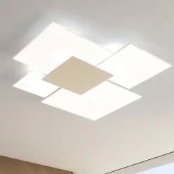 Plafoniere Moderne-Top Light Plafoniera moderna per soggiorno bianco placca sabbia rettangolare