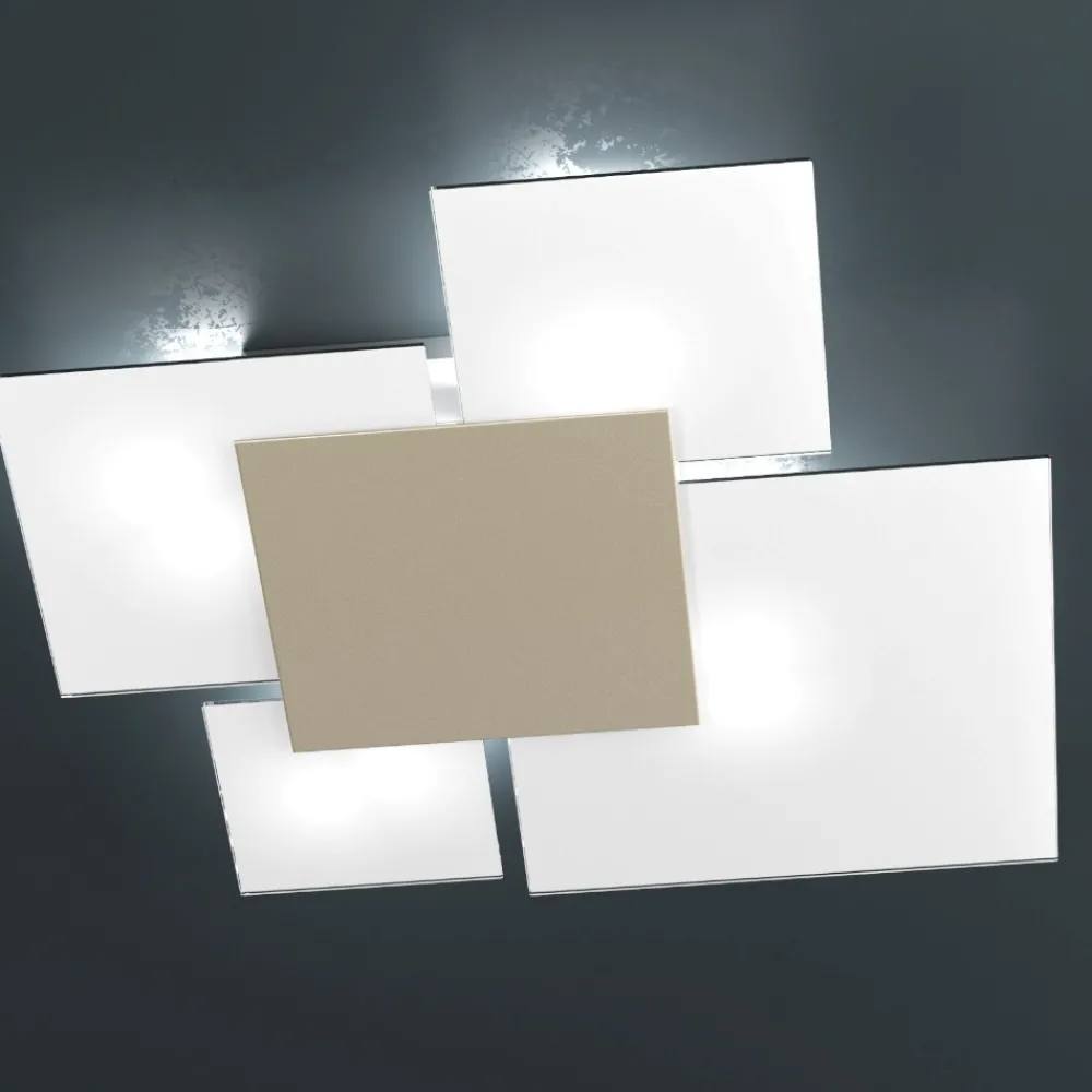 Plafoniere Moderne-Top Light Plafoniera moderna per soggiorno bianco placca sabbia rettangolare