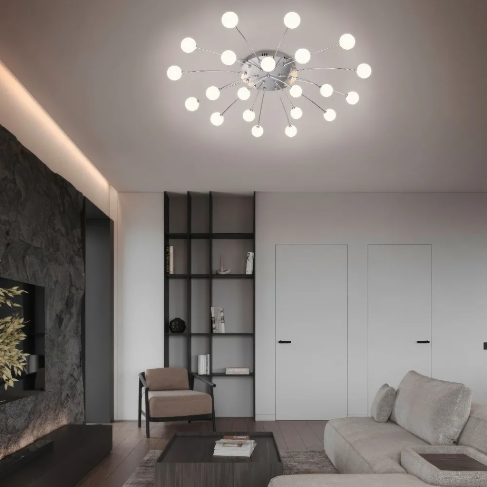 Plafoniere Moderne-Selezionato da Mazzolaluce Plafoniera moderna per soggiorno multi sfere led dimmerabile