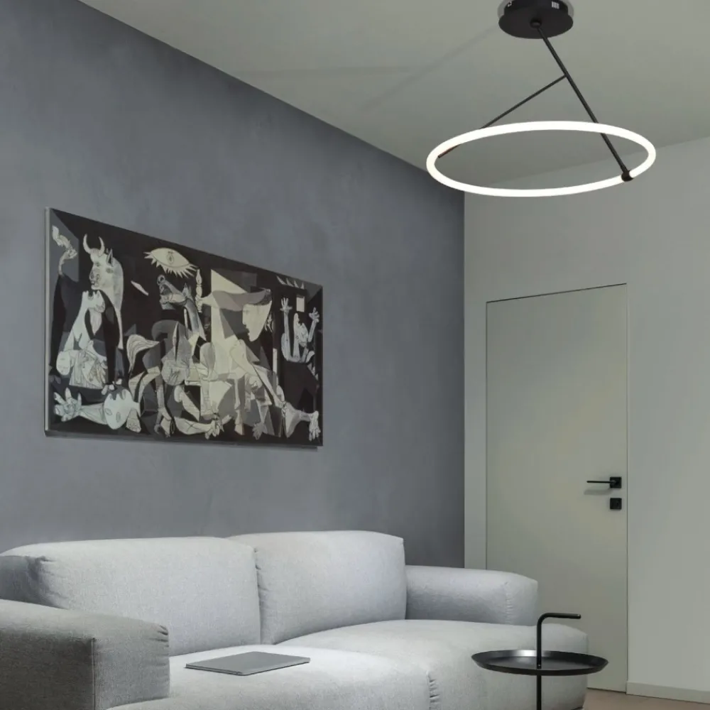 Plafoniere Moderne-Selezionato da Mazzolaluce Plafoniera moderna per soggiorno design anello luminoso 30w 3000k