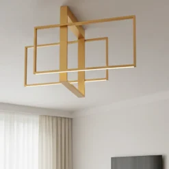Plafoniere Moderne-Selezionato da Mazzolaluce Plafoniera moderna per soggiorno oro led 3000k rettangoli