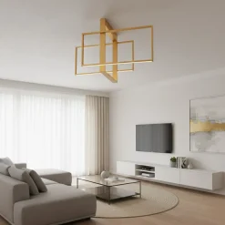Plafoniere Moderne-Selezionato da Mazzolaluce Plafoniera moderna per soggiorno oro led 3000k rettangoli