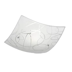 Plafoniere Moderne-Selezionato da Mazzolaluce Plafoniera moderna quadrata in vetro satinato decorato