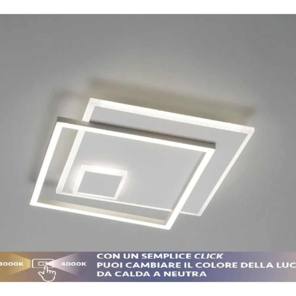 Plafoniere Moderne-Vivida International Plafoniera moderna quadrata bianca 40w 3000k 4000k vivida tilda