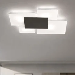 Plafoniere Moderne-Top Light Plafoniera moderna quadrati vetro antracite rettangolare per cucina