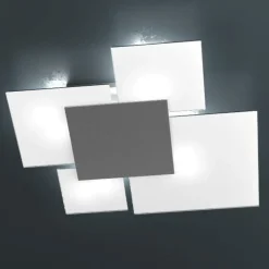 Plafoniere Moderne-Top Light Plafoniera moderna quadrati vetro antracite rettangolare per cucina