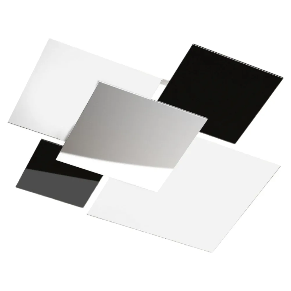 Plafoniere Moderne-Top Light Plafoniera moderna rettangolare vetri nero bianco per soggiorno