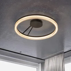 Plafoniere Moderne-Selezionato da Mazzolaluce Plafoniera moderna rotonda cerchio nera led 3000k dimmerabile