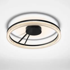 Plafoniere Moderne-Selezionato da Mazzolaluce Plafoniera moderna rotonda cerchio nera led 3000k dimmerabile