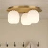 Plafoniere Moderne-Eglo Plafoniera moderna rotonda ottone 3 luci bianche manzanares