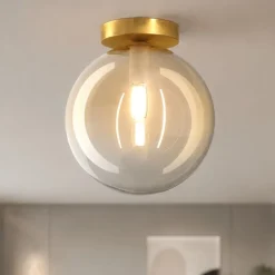 Plafoniere Moderne-Top Light Plafoniera moderna toplight eclipse sfera vetro ambra