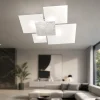 Plafoniere Moderne-Top Light Plafoniera moderna shadow foglia argento vetri bianchi rettangolare