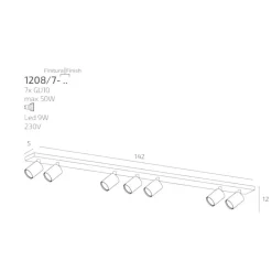Plafoniere Moderne-Top Light Plafoniera moderna toplight nero 7 faretti led orientabili