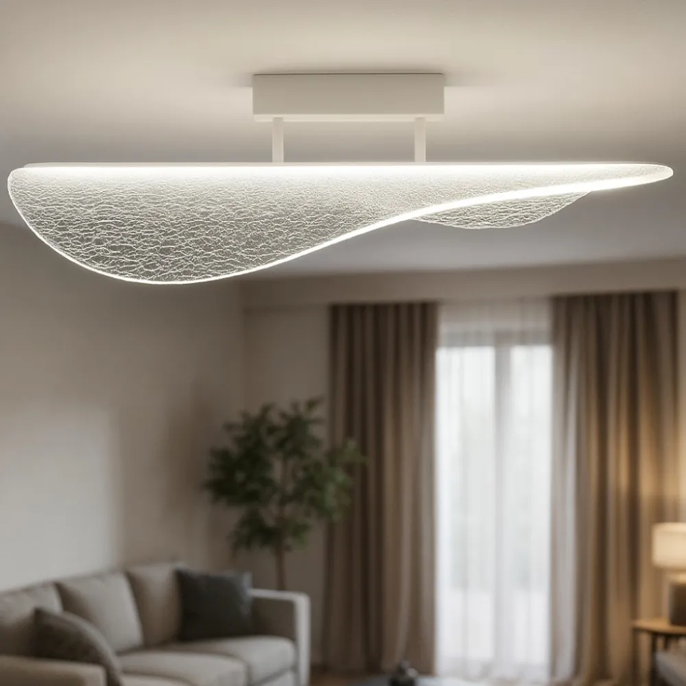Plafoniere Moderne-Selezionato da Mazzolaluce Plafoniera moderna vela effetto vetro crepato led 40w 3000k