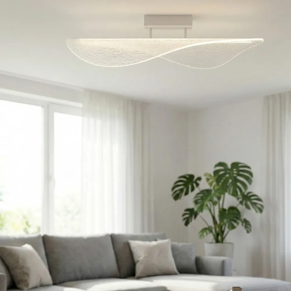Plafoniere Moderne-Selezionato da Mazzolaluce Plafoniera moderna vela effetto vetro crepato led 40w 3000k