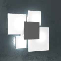 Plafoniere Moderne-Top Light Plafoniera moderna vetri bianco antracite da soggiorno