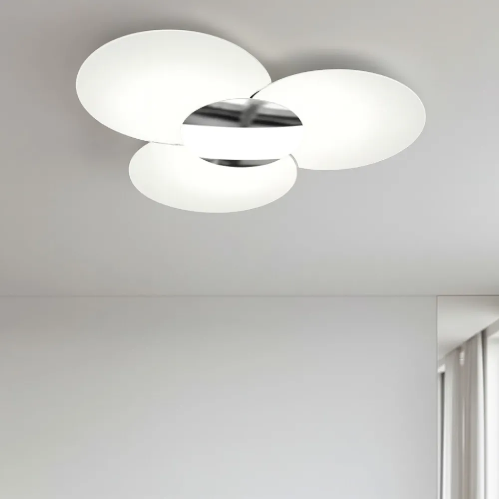 Plafoniere Moderne-Top Light Plafoniera moderna vetri bianchi clover